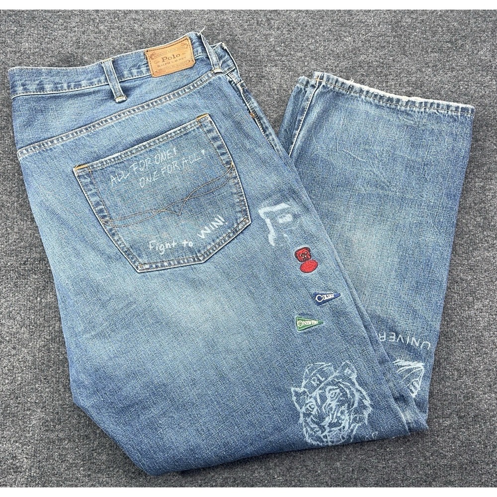 Polo Ralph Lauren Hampton Varsity Graffiti Embroidered Graphic Jeans 48Bx 32